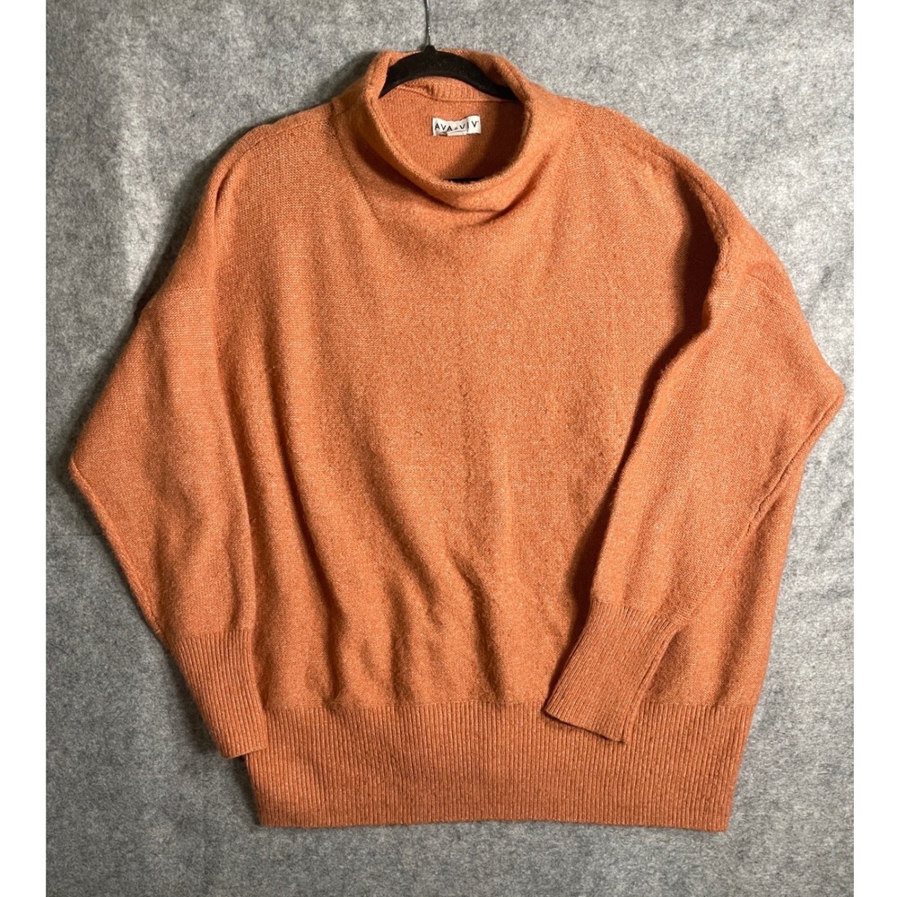Ava & Viv Womens 2X Orange Funnel Neck Dolman Sleeve Knit Pullover Sweater